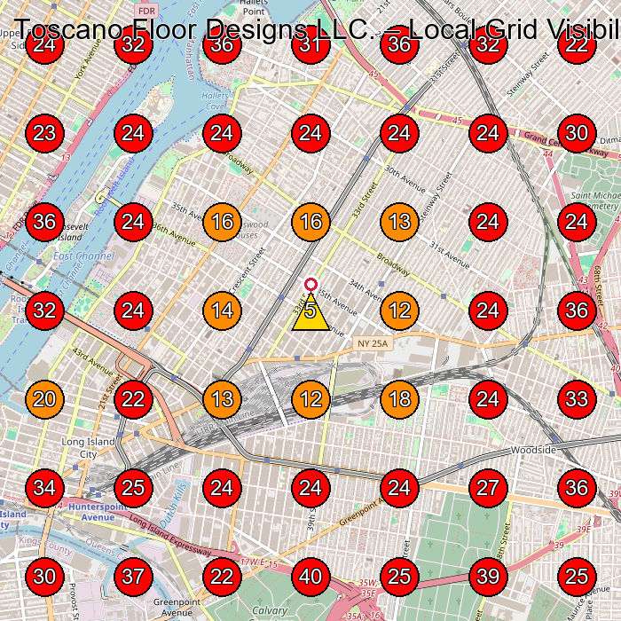 Toscano Floor Designs LLC. GeoGrid visibility map for Flooring Contractor in Bronx